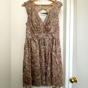 Decode 1.3 Champagne Sequin Party Dress with Keyhole Back, Size 10